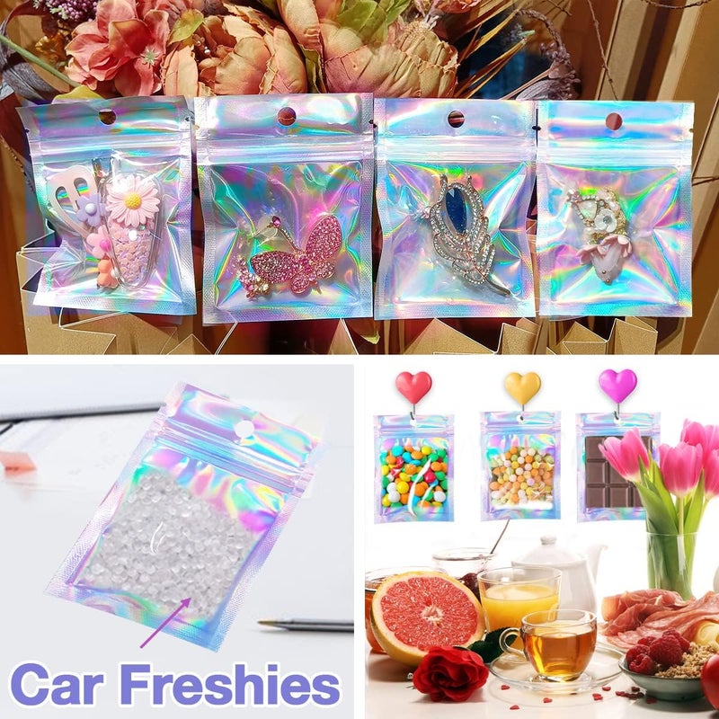 Trunple Resealable Foil Pouch Bag [100 PCS ] Great for Party Favor Food Storage (Holographic Color, 3 x 4 Inch) - Image 5